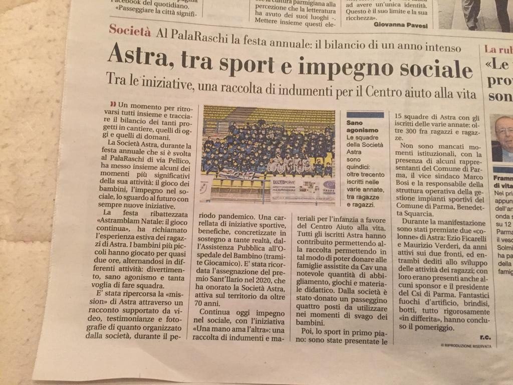 Astra, tra sport e impegno sociale