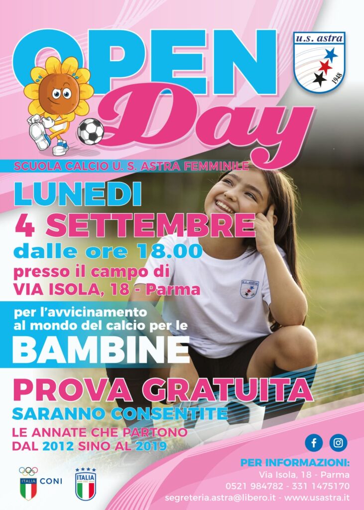 STAGE GRATUITI  per avvicinamento al calcio BAMBINE – da Lunedì 4 Settembre